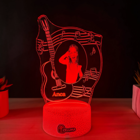 Lampa 3D Personalizata cu Poza – Note Muzicale