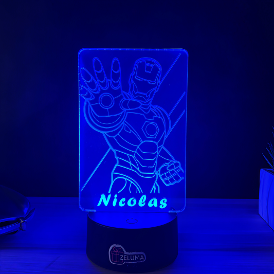 Lampa 3D Personalizata – Iron Man cu Nume