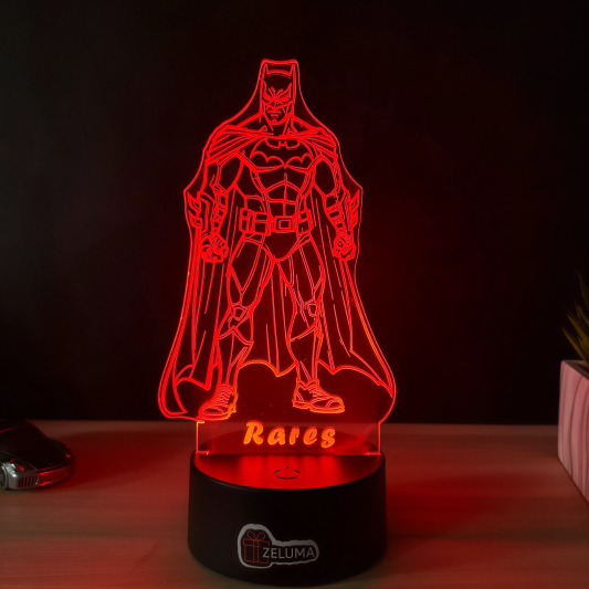 Lampa 3D Personalizata – Batman cu Nume