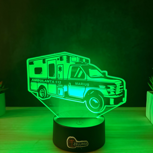 Lampa 3D Personalizata – Ambulanta cu Nume
