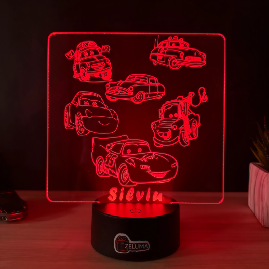 Lampa 3D Personalizata – Masinute Cars