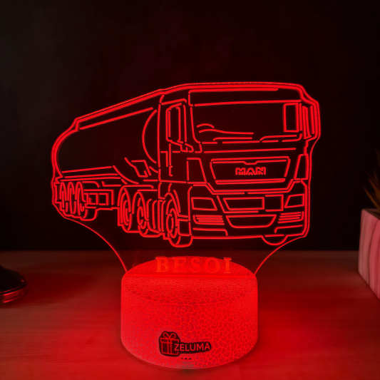 Lampa 3D Personalizata – Camion Cisterna MAN cu Nume