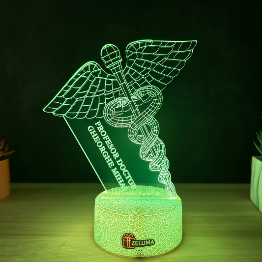 Lampa 3D Personalizata – Caduceu Medical