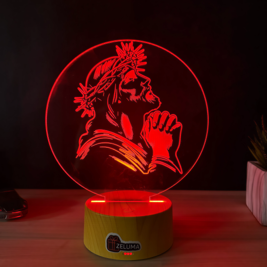 Lampa 3D – Iisus in Rugaciune, cu Coroana de Spini