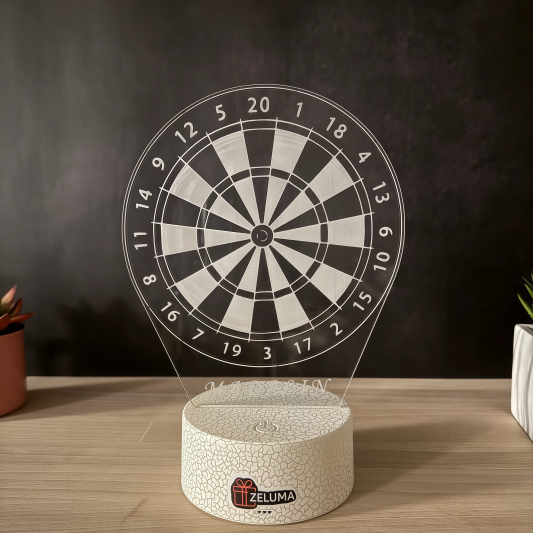Lampa 3D cu Nume Personalizat – Dartboard Edition