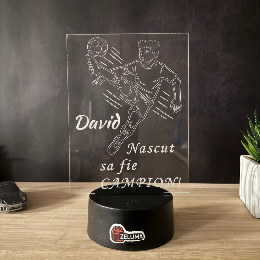 Lampa 3D Fotbalist - Personalizata cu Numele