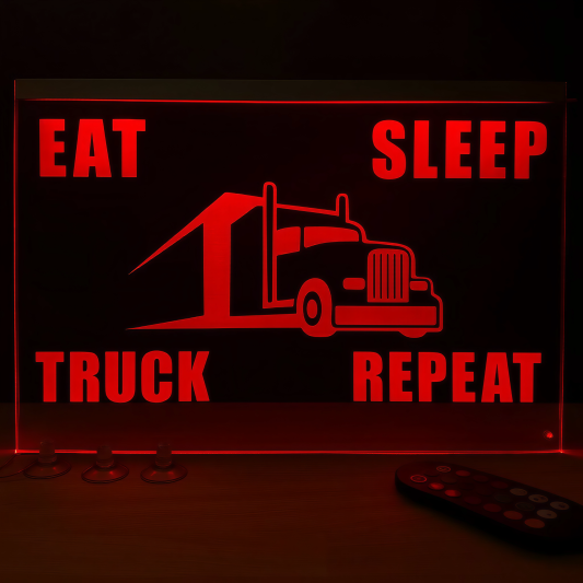 Placheta Tir 35 cm x 23 cm x 5mm cu 4 ventuze – Model Eat Sleep Truck Repeat