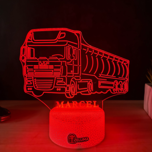 Lampa 3D Personalizata – Camion Basculanta DAF cu Nume