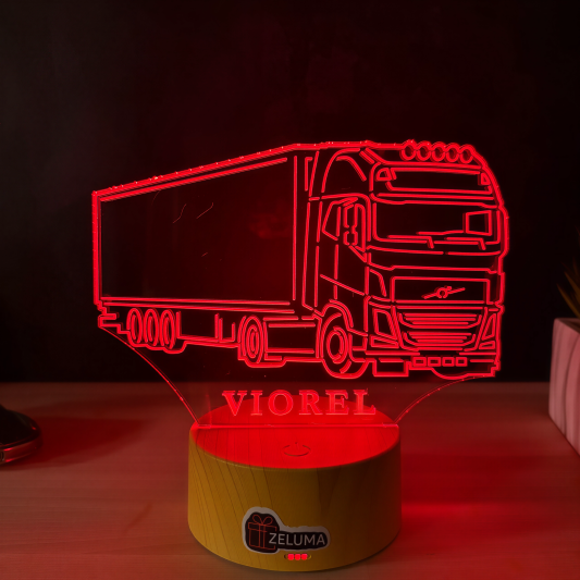 Lampa 3D Personalizata – Camion Volvo cu Nume