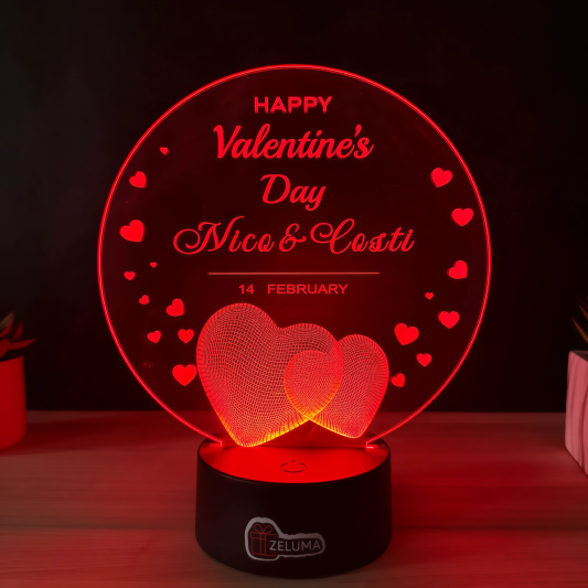 Lampa 3D Personalizata – Valentines Day - Hearts of Love