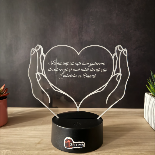 Lampa 3D Personalizata – Inima Protectoare