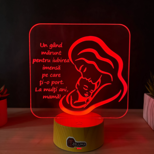 Lampa 3D Personalizata – La multi ani, mama!