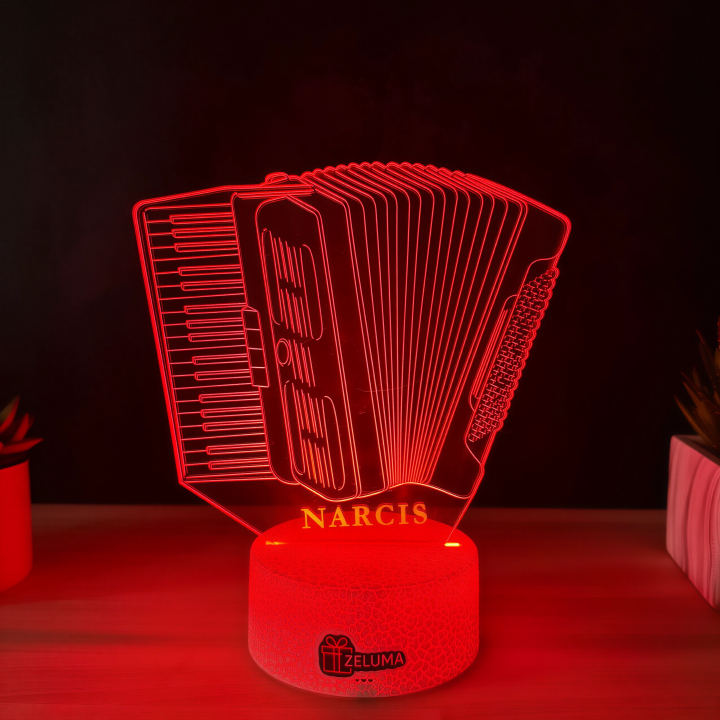 Lampa 3D Personalizata – Acordeon cu Nume