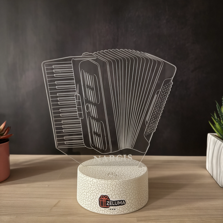Lampa 3D Personalizata – Acordeon cu Nume