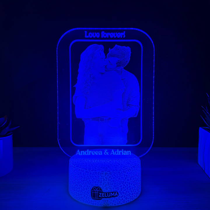 Lampa 3D Personalizata cu Poza – Love Forever