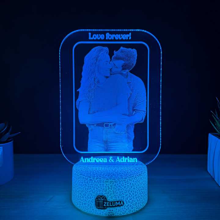 Lampa 3D Personalizata cu Poza – Love Forever