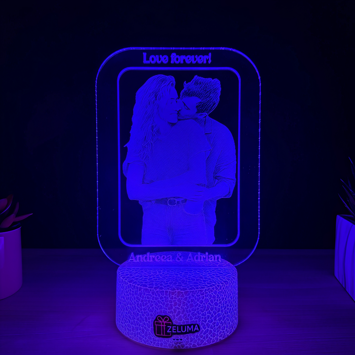 Lampa 3D Personalizata cu Poza – Love Forever