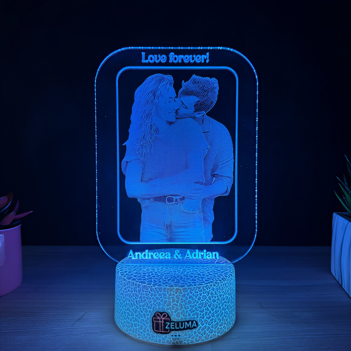 Lampa 3D Personalizata cu Poza – Love Forever
