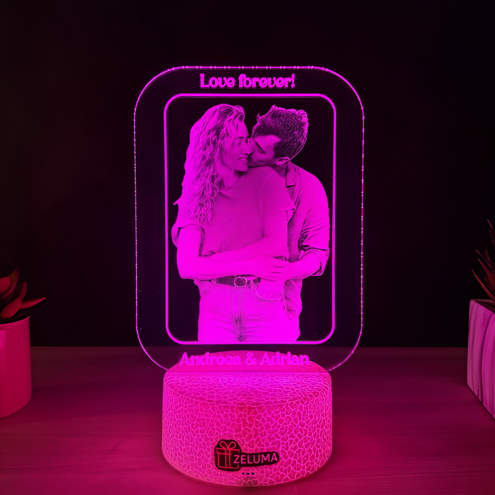 Lampa 3D Personalizata cu Poza – Love Forever