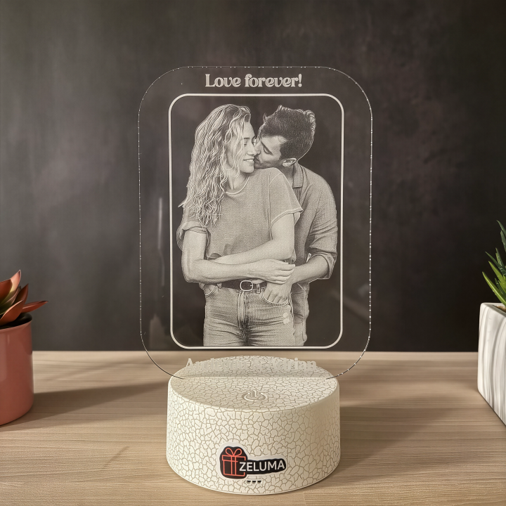 Lampa 3D Personalizata cu Poza – Love Forever