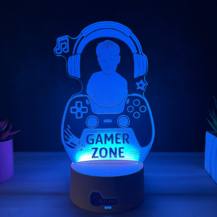 Lampa 3D Personalizata cu Poza – Gamer Zone