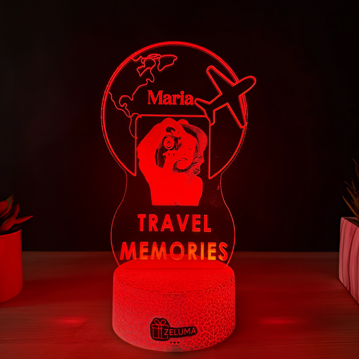 Lampa 3D Personalizata cu Poza – Travel Memories