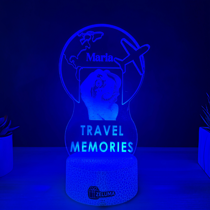Lampa 3D Personalizata cu Poza – Travel Memories