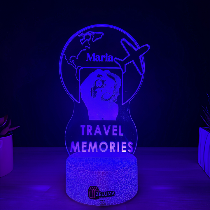 Lampa 3D Personalizata cu Poza – Travel Memories