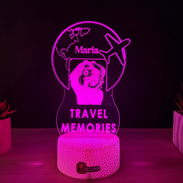 Lampa 3D Personalizata cu Poza – Travel Memories