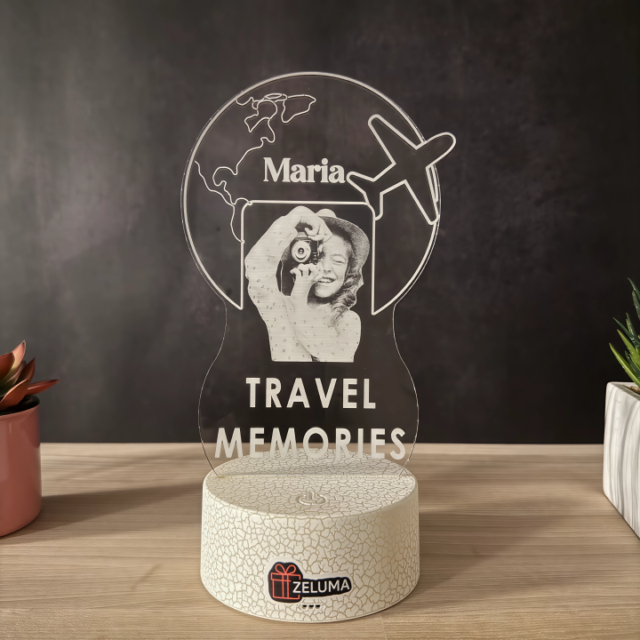 Lampa 3D Personalizata cu Poza – Travel Memories