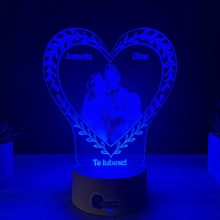 Lampa 3D Personalizata cu Poza – Te Iubesc