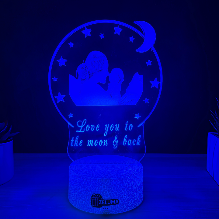Lampa 3D Personalizata cu Poza – Love You to the Moon & Back