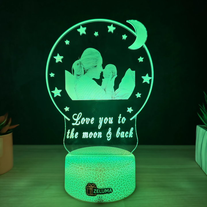 Lampa 3D Personalizata cu Poza – Love You to the Moon & Back