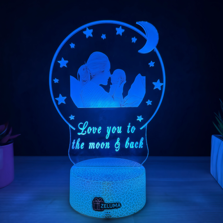 Lampa 3D Personalizata cu Poza – Love You to the Moon & Back