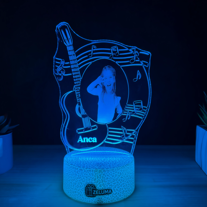 Lampa 3D Personalizata cu Poza – Note Muzicale