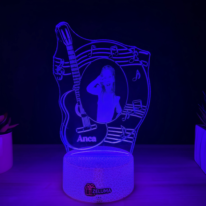 Lampa 3D Personalizata cu Poza – Note Muzicale