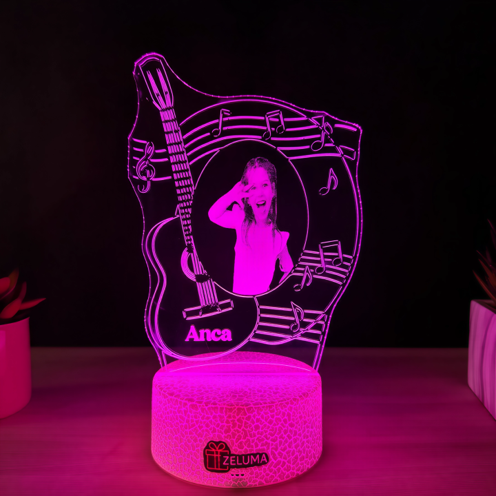 Lampa 3D Personalizata cu Poza – Note Muzicale