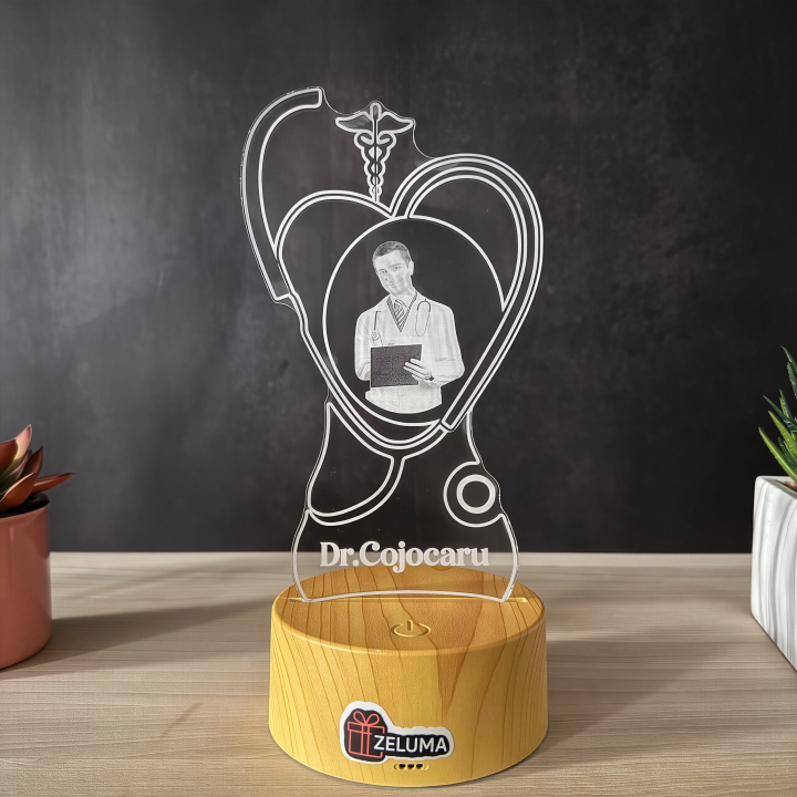 Lampa 3D Personalizata cu Poza – Doctor