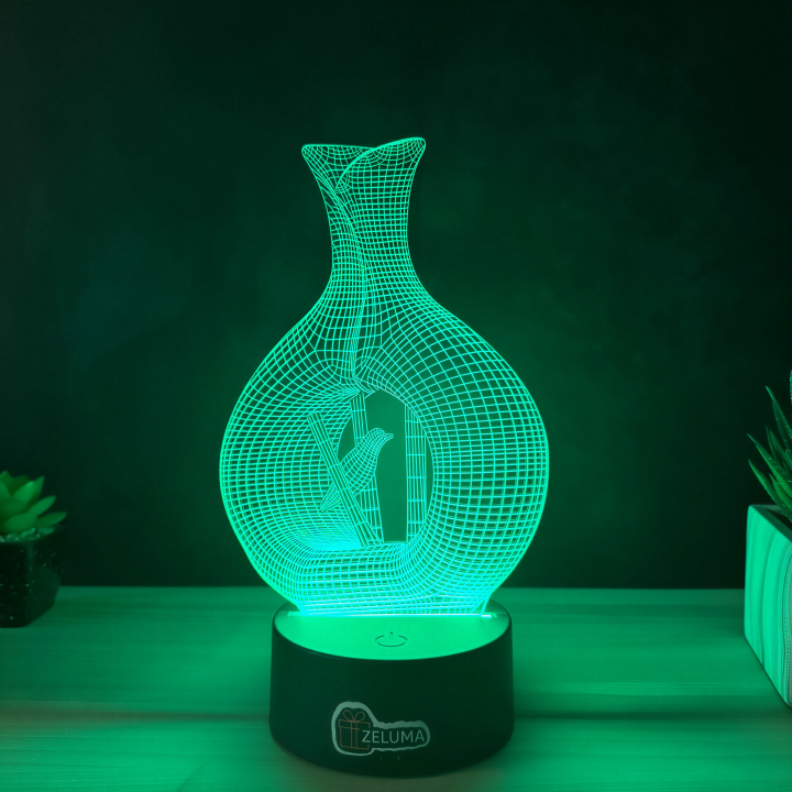Lampa 3D Decorativa – Vaza cu Pasare