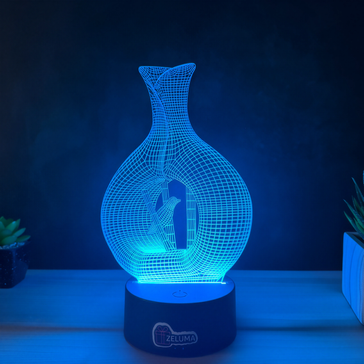 Lampa 3D Decorativa – Vaza cu Pasare