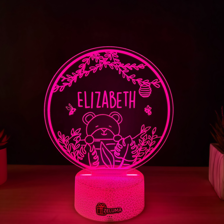 Lampa 3D Personalizata pentru Copii – Ursuletul cu Albine
