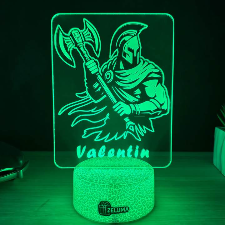 Lampa 3D Personalizata – Razboinic cu Topor si Nume