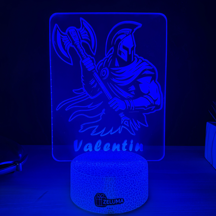 Lampa 3D Personalizata – Razboinic cu Topor si Nume