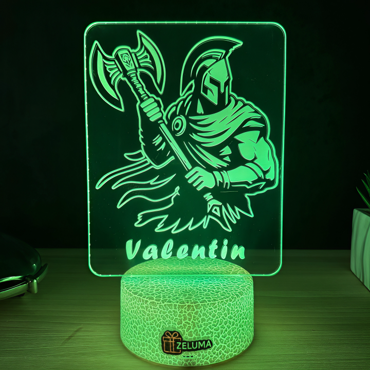 Lampa 3D Personalizata – Razboinic cu Topor si Nume