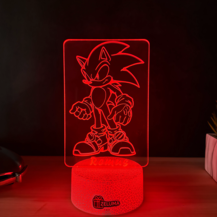 Lampa 3D Personalizata – Sonic si Nume