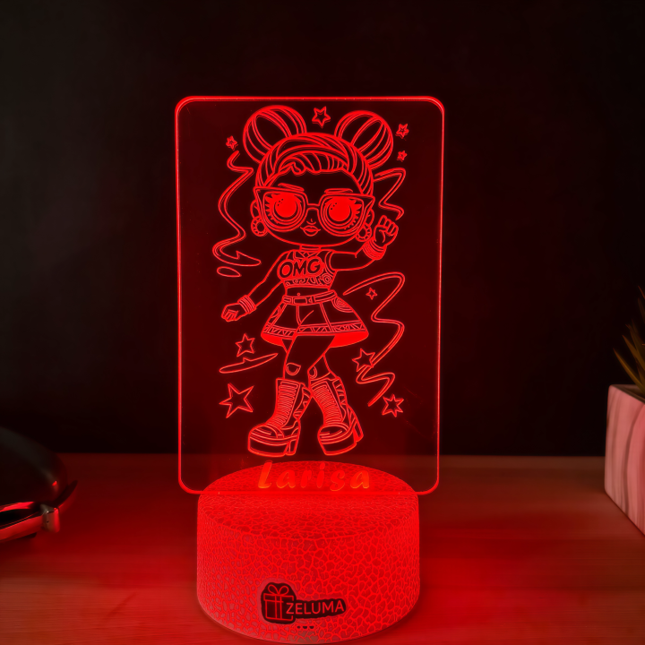 Lampa 3D Personalizata – LOL Surprise cu Nume