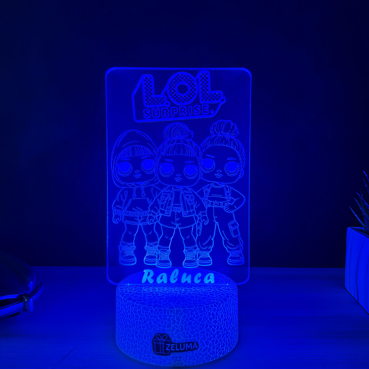 Lampa 3D Personalizata – LOL Surprise Squad cu Nume