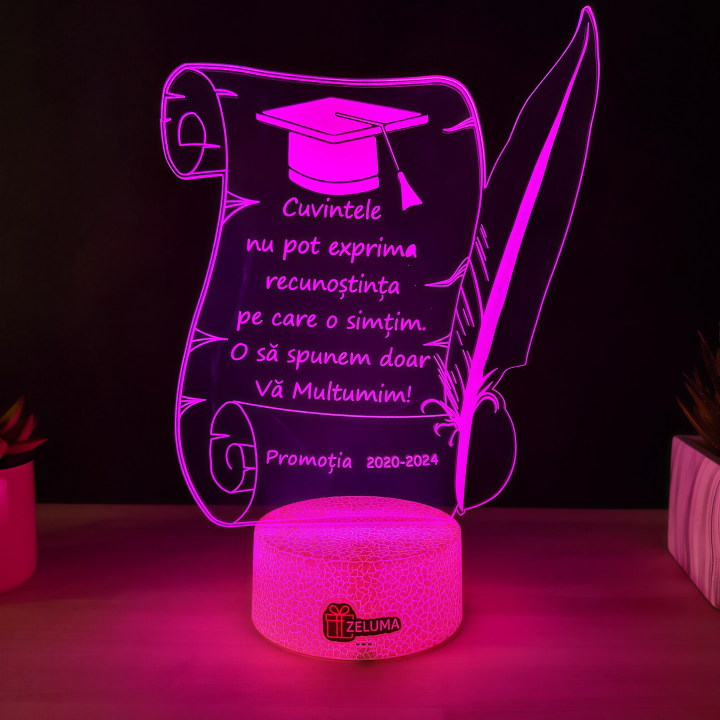 Lampa 3D Personalizata – Cadou de Absolvire / Profesor