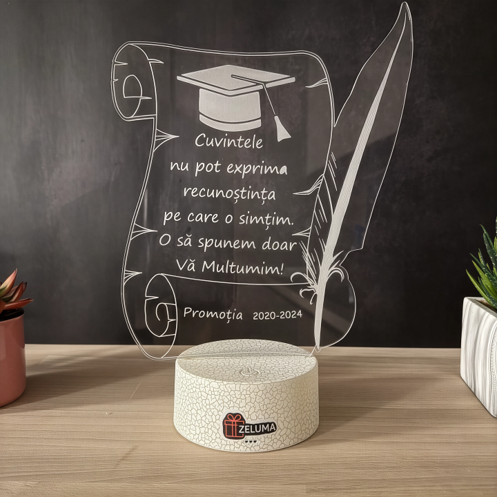 Lampa 3D Personalizata – Cadou de Absolvire / Profesor