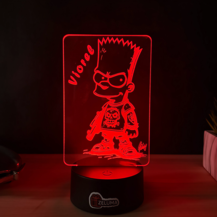 Lampa 3D Personalizata – Bart Rebel cu Nume